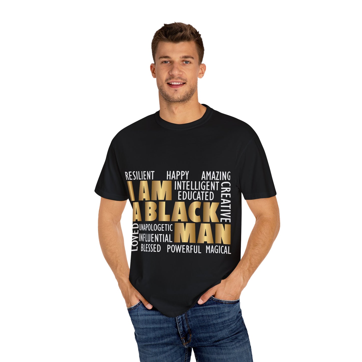 Empowering Statement T-shirt - I AM A BLACK MAN | Unisex Tee for Pride, Support, Identity, Casual Wear, Gift